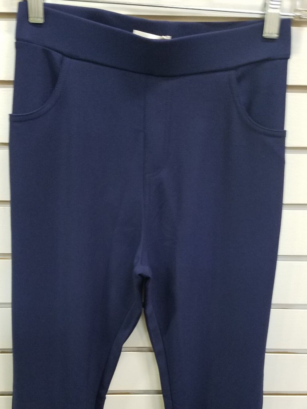 Navy dressy pocketed ponte pant